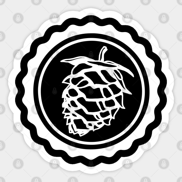 Beer Bottle Cap Hops Drinking White Sticker by ebayson74@gmail.com